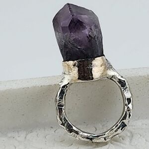 AMETHYST RING POP HANDMADE IN RECYCLED STERLING SILVER GRAPE FLAVOR SZ 7